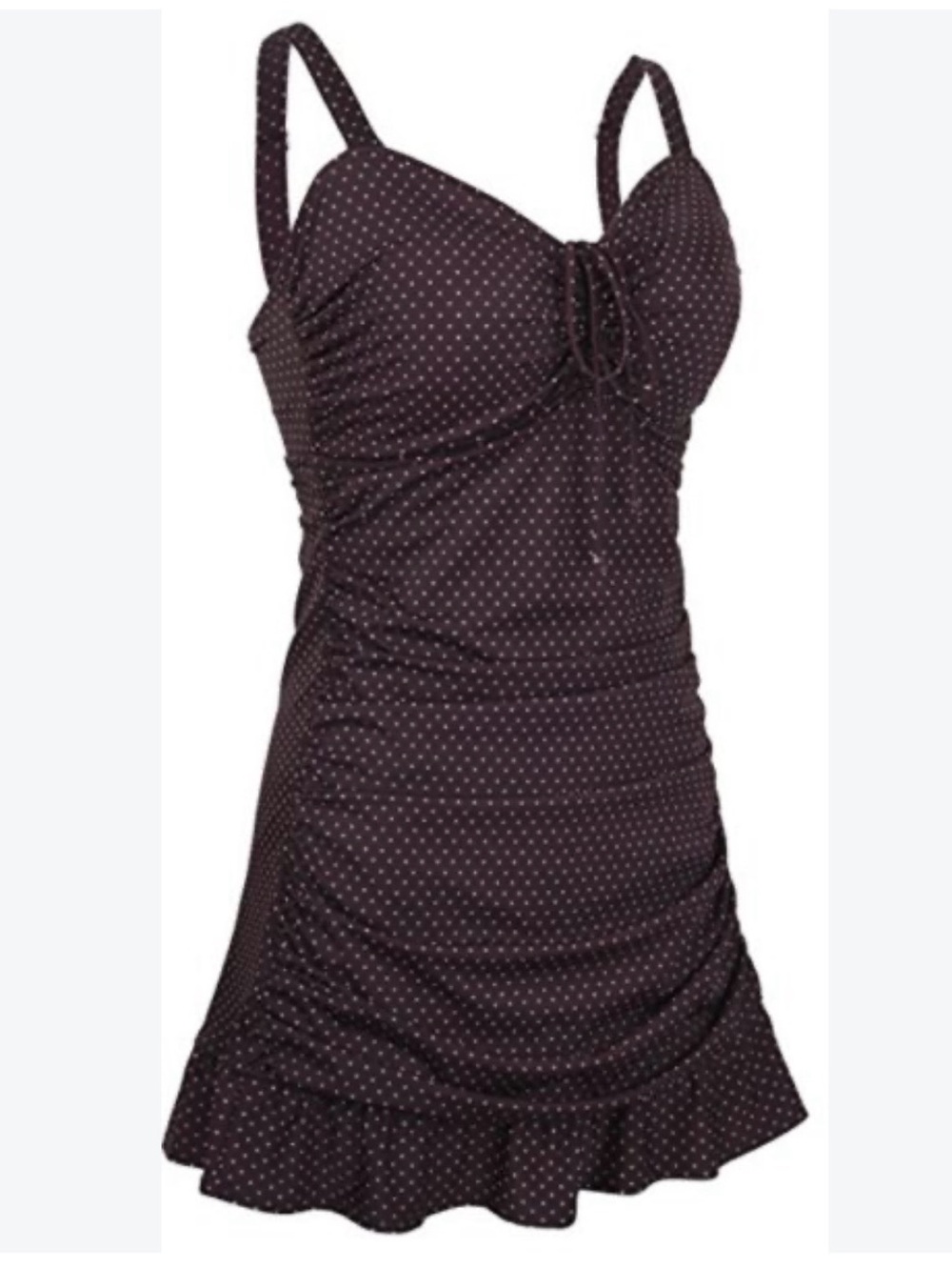 Septangle One Piece Ruffled Hem Swimsuit Polka Dot Size 10 (L) (W449)